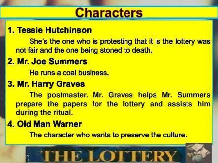 characters of the lottery brainly|The Lottery Character Analysis .